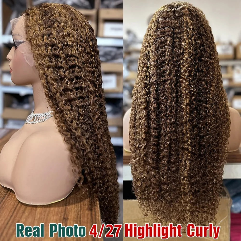 Highlight Deep Wave 4/27 Lace Front Wig Human Hair Wigs 13x6 13x4 HD Lace Frontal Wig 1B/30 Colored Ombre Honey Blonde Human Hair Style Wigs